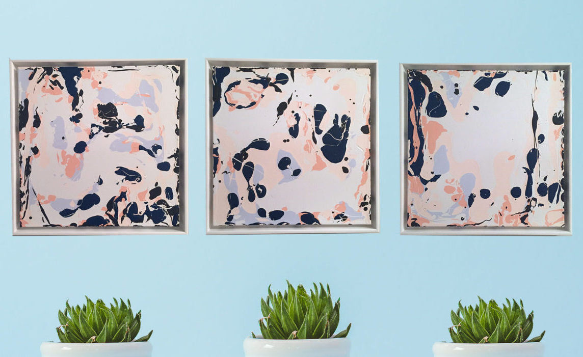 Original triptych by Caitlin Wheeler acrylic on canvas paintings